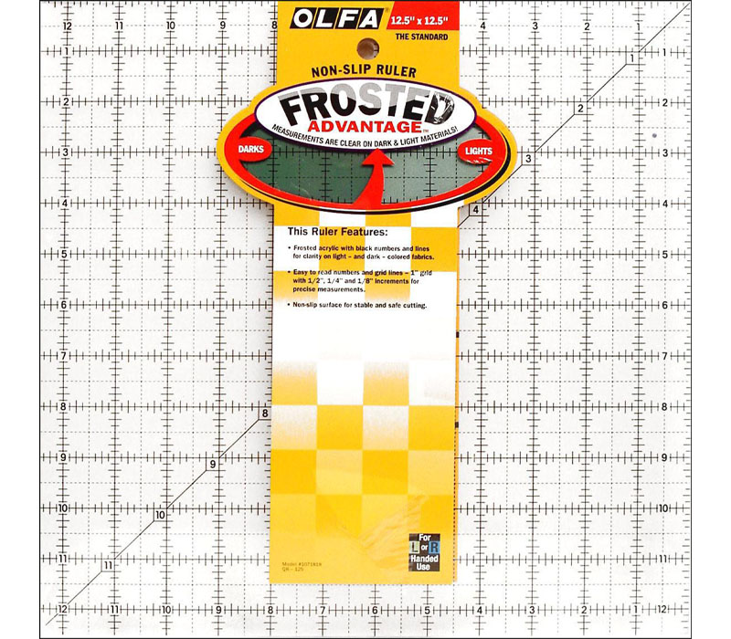 Olfa - Acrylic Ruler Frosted 12-1/2-inch x 12-1/2-inch Square