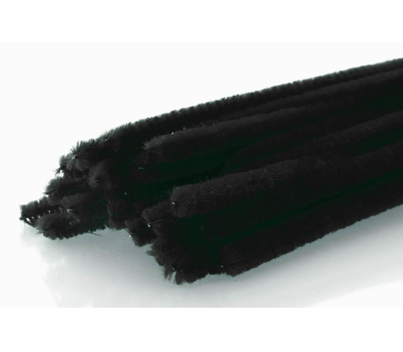 Essentials Chenille Stems - Black - 6mm - 25 Piece