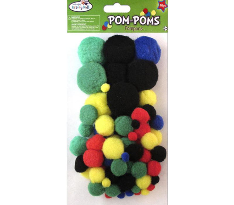 Krafty Kids Pom-Poms Jumbo Pack - Primary - 90 Piece