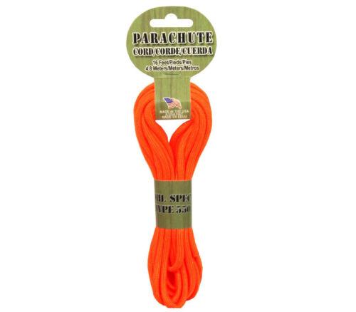 Pepperell - Parachute Cord 550 Nylon 16-feet Bright Orange