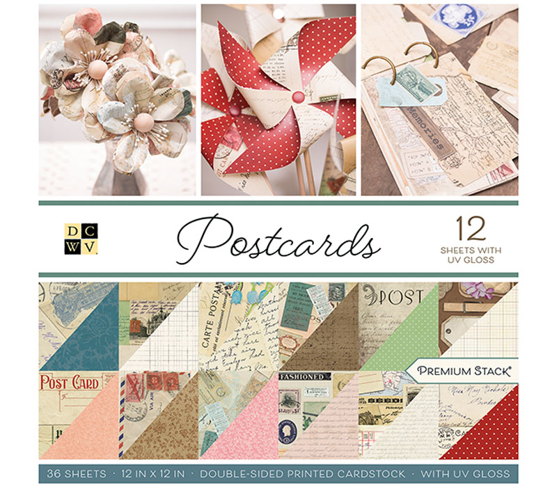 Die Cuts Postcards Collection - Gloss Paper Stack - 12-inch x 12-inch - 36 Double Sided Sheets