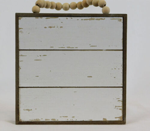 SPC Whitewashed Pallet Board Wall Art with Beaded Handle