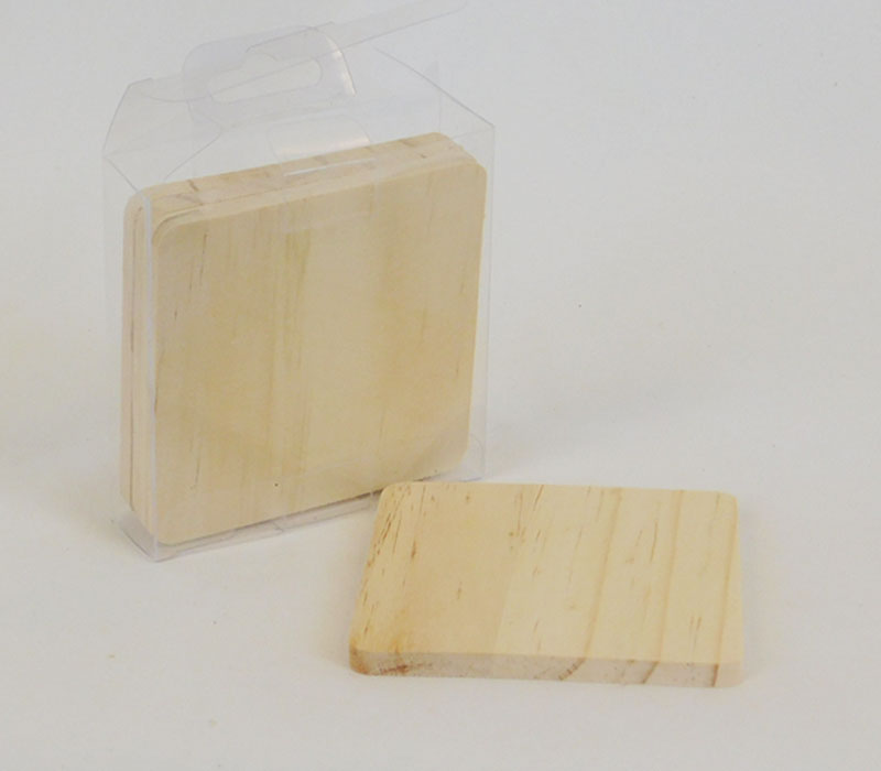  12 Pieces Unfinished Wood Coasters, 4 Inch Square