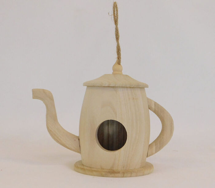 SPC Unfinished Wood Teapot Birdhouse