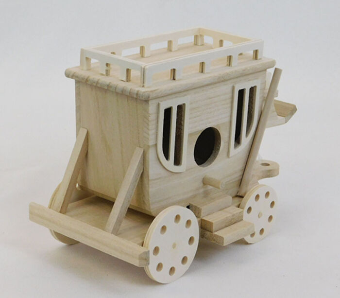 SPC Unfinished Wood Carriage Birdhouse