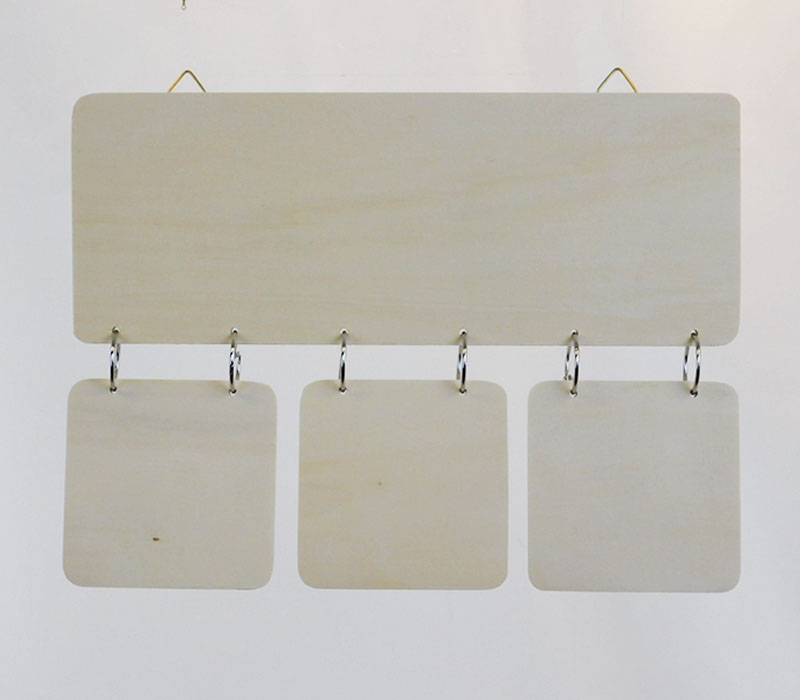 SPC Wood Plaque Board with 3 Hanging Squares - Rectangle