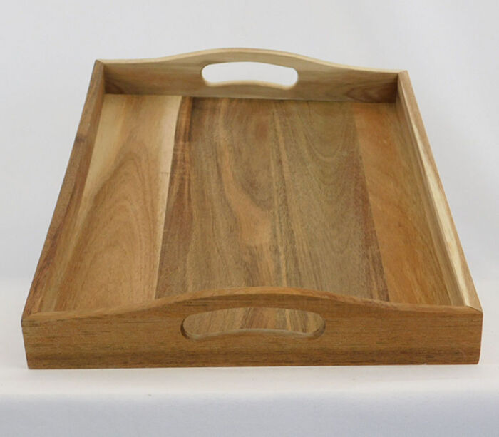 SPC Wood Tray with Inset Handles 18.5-inch x 13-inch x 2.5-inch