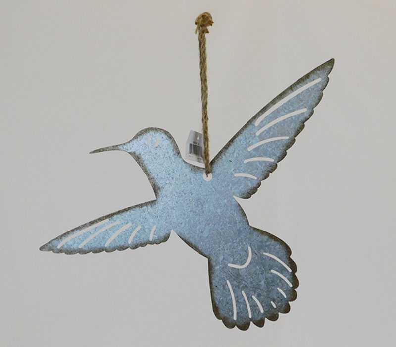 SPC Metal Hummingbird with Rust Finished Edges and Jute Hanger