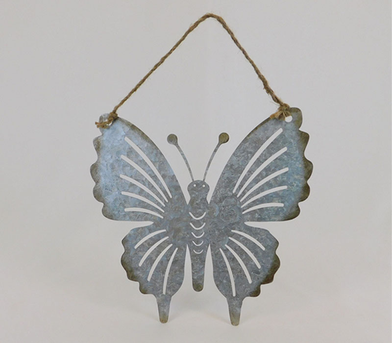 SPC Metal Butterfly with Rust Finished Edges and Jute Hanger