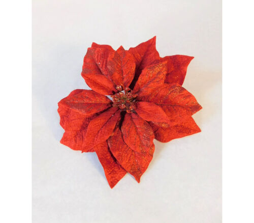 Poinsetta Clip - Glitter Red - 10-inch