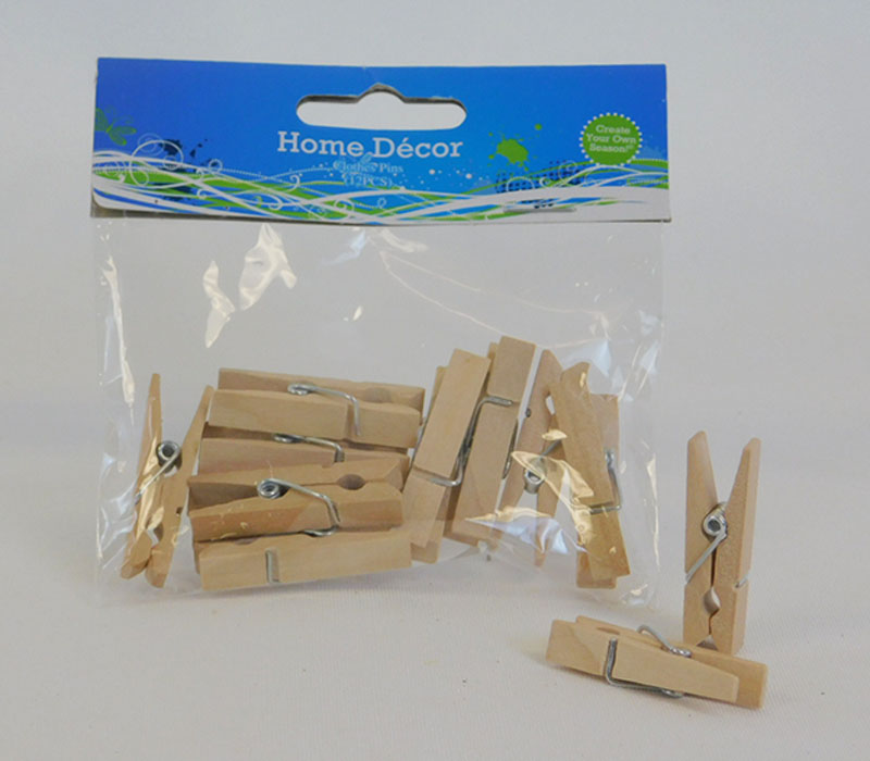 Mini Clothespins - 12 Piece