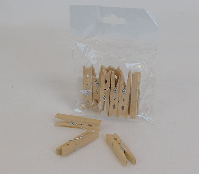 Natural Wood Mini Clothespins - 12 Piece