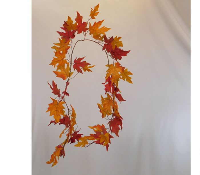 393835 SPC Garland - Fall Leaves - Orange/Red - 72-inch