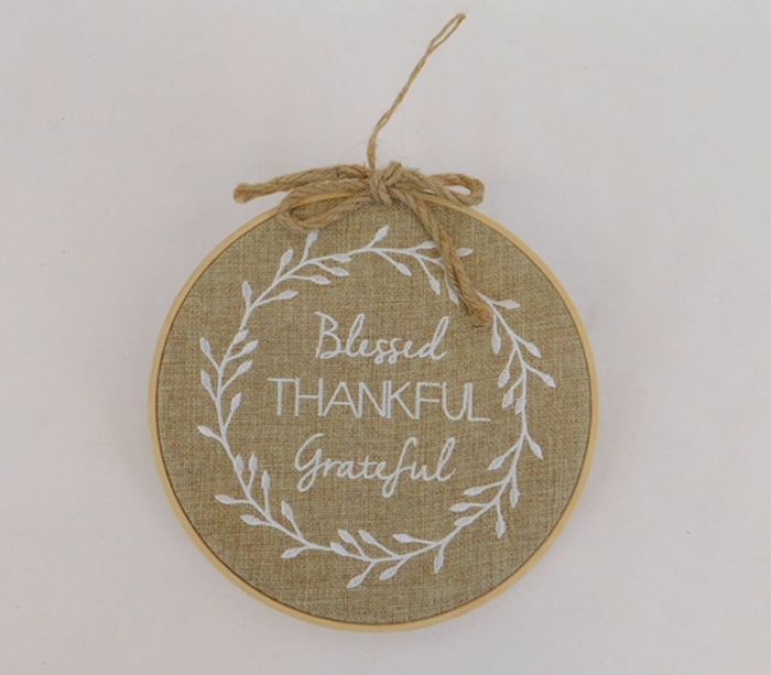 SPC Wall Art - Hooped Burlap Blessed Thankful Grateful