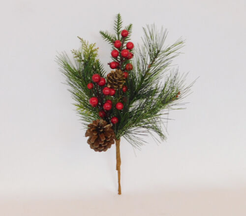 Pick - Pine with Red Berries and Pinecones - 12-inch