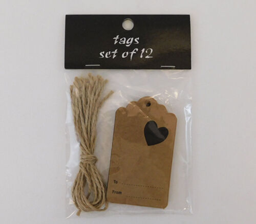 SPC Kraft Tags with Hearts and Jute Ties - 12 Piece