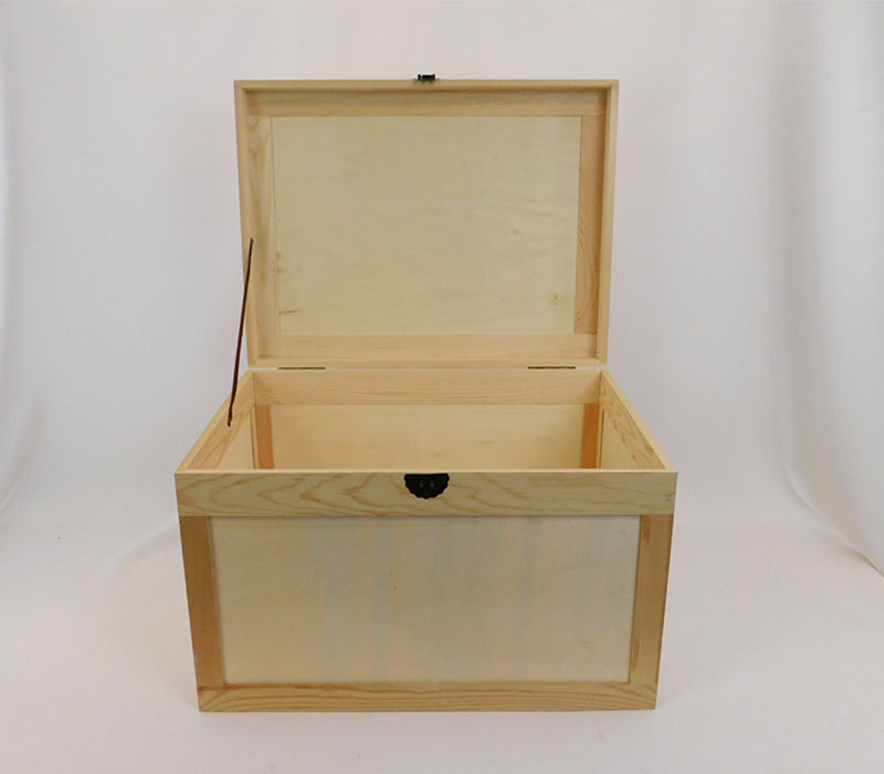 Shallow Wooden Box with Lid, Unfinished