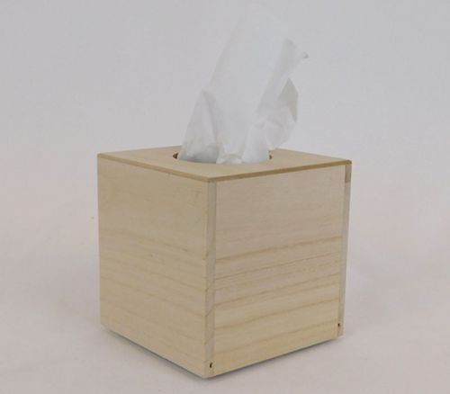 SPC Unfinished Wood Tissue Box with Removable Bottom Panel