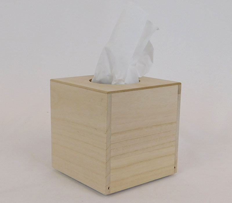 SPC Unfinished Wood Tissue Box with Removable Bottom Panel