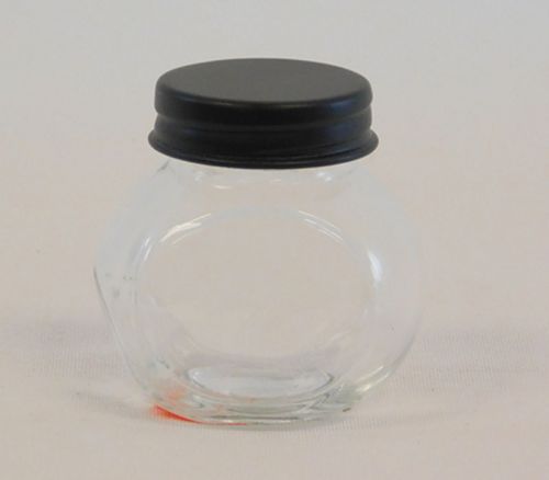 SPC Mini Round Jar With 2 Flat Sides and Black Lid