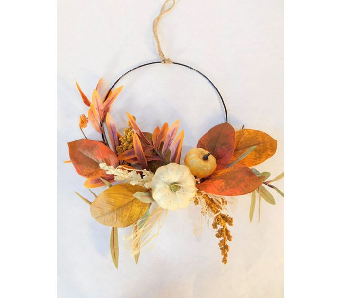 Wreath - Pumpkins and Mixed Leaves - 15-inch