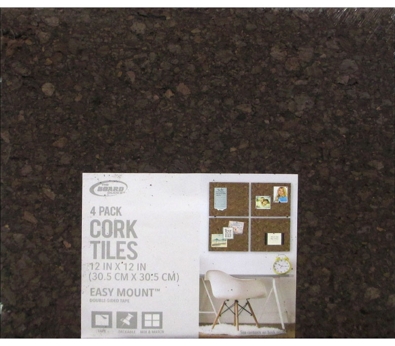 Board Dudes Cork Tile - 3/8-inch x 12-inch x 12-inch - Dark - 4 Piece