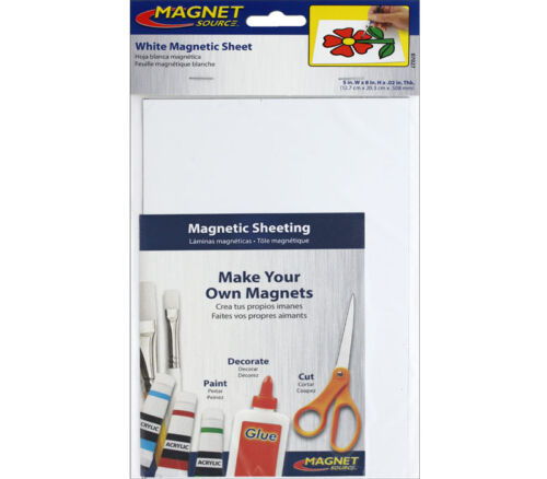 The Magnet Source Adhesive Magnet Sheet - 5-inch x 8-inch - White