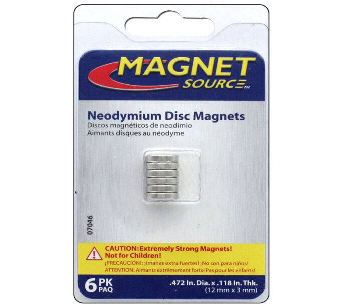 The Magnet Source Neodymium Magnet Disc - 1/2-inch - 6 Piece