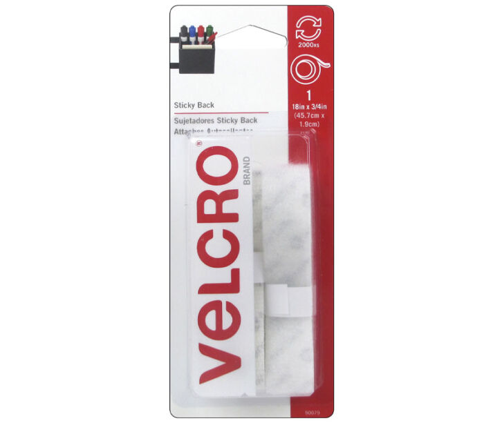 Velcro Sticky Back Tape - 3/4-inch x 18-inch - White