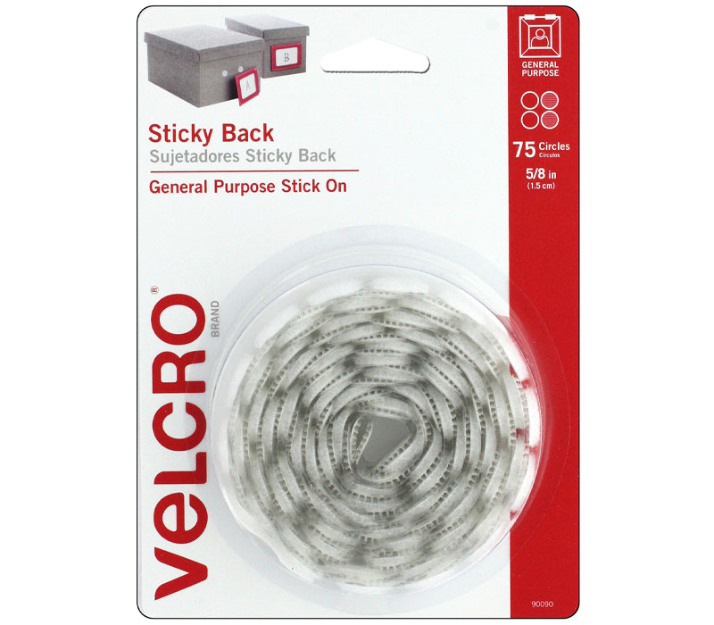 Velcro Sticky Back Circles - 5/8-inch 75 piece - White