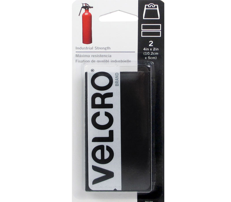 Velcro Industrial Strength Strip - 2-inch x 4-inch - 2 Piece - Black