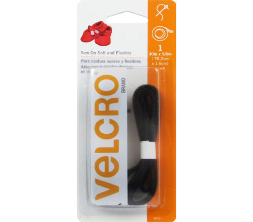 Velcro Sew On Soft and Flexible Tape - 5/8-inch x 30-inch- Black