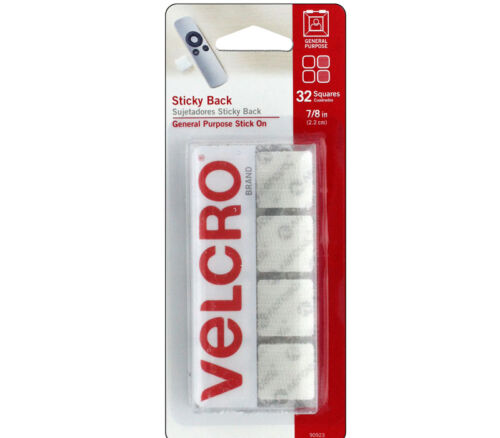 Velcro Sticky Back Squares - 7/8-inch 32 Piece - White