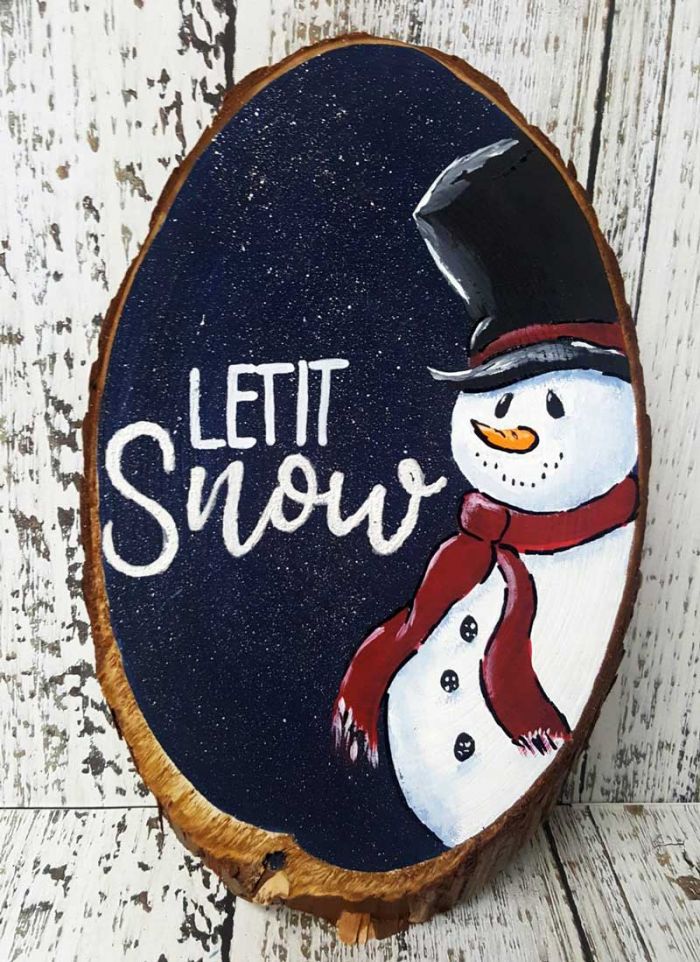 Let it Snow Snowman Painted Wood Plaque