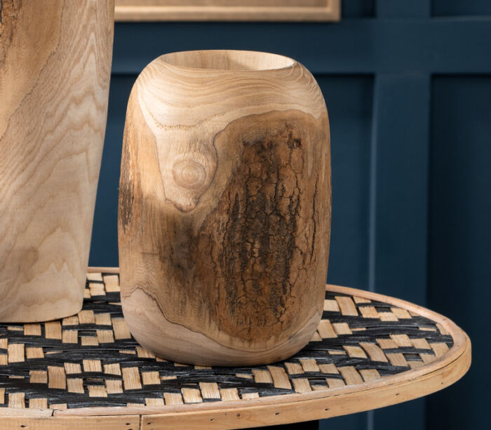Oblong Wood Vase