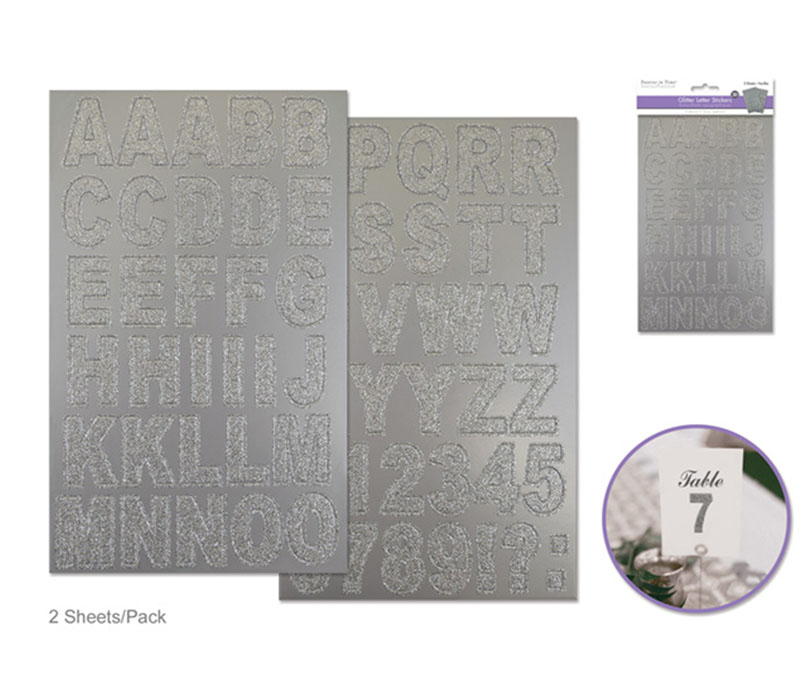 MultiCraft Glitter Chipboard Letter Stickers - Silver Glitter