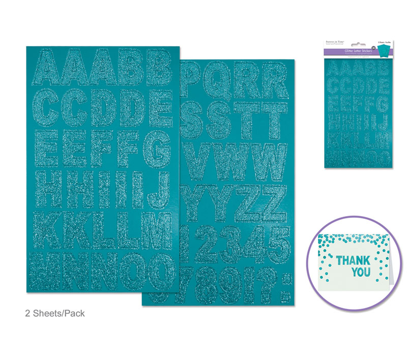 MultiCraft Glitter Chipboard Letter Stickers - Blue Glitter