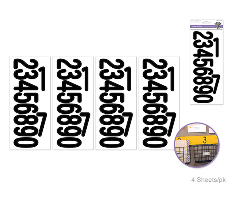 MultiCraft Big Font Number Stickers - Black - 3-inch
