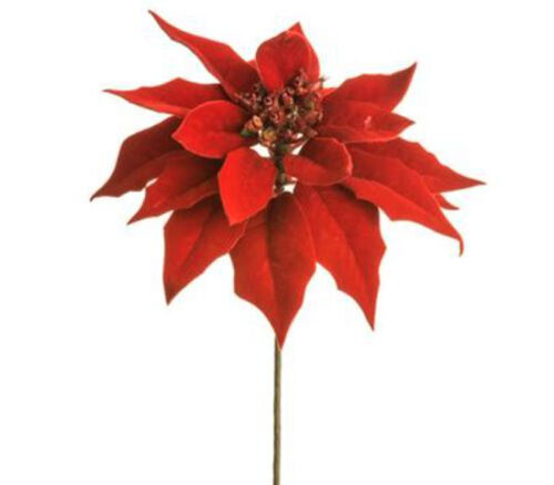 Velvet Poinsettia Pick - 9-inch