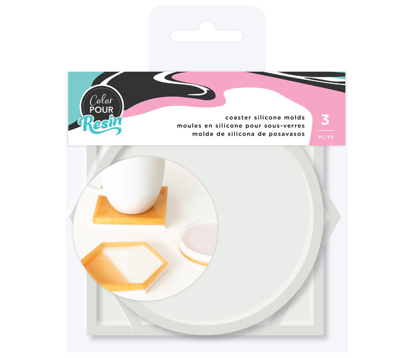 American Crafts™ Color Pour Resin Circle, Square & Hexagon Coaster Mold Set