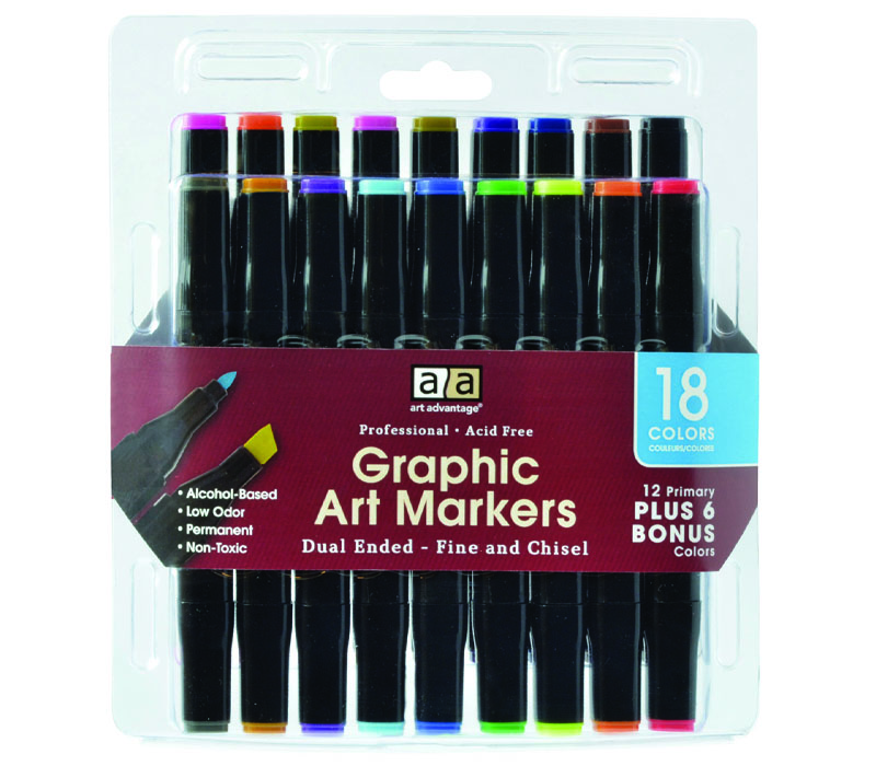 Art Advantage - Graphic Art Markers DualEnd 18 Color