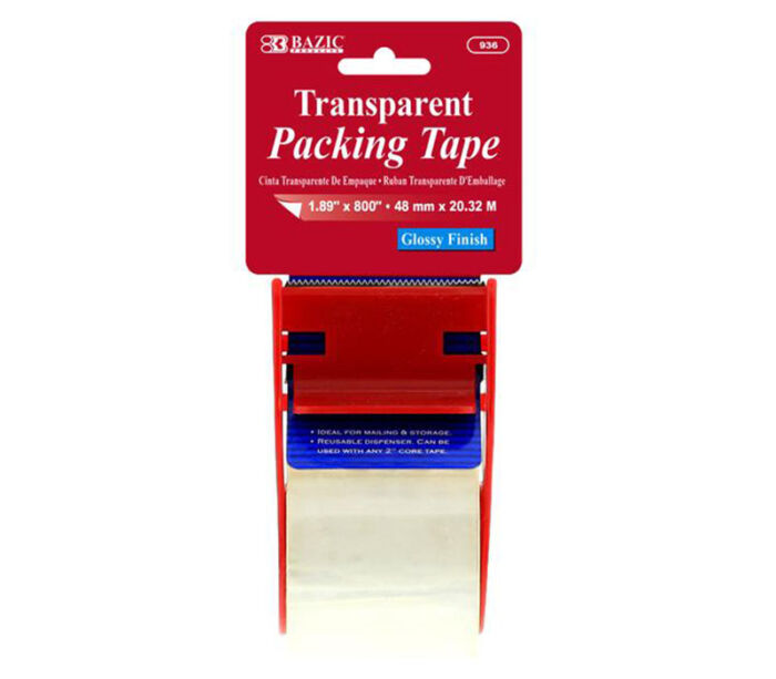 Bazic Packing Tape Clear with Dispenser