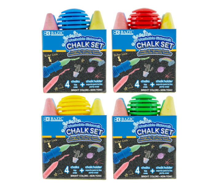 Bazic Sidewalk Chalk and Chalk Holder - Color Shipped is Randomly Picked