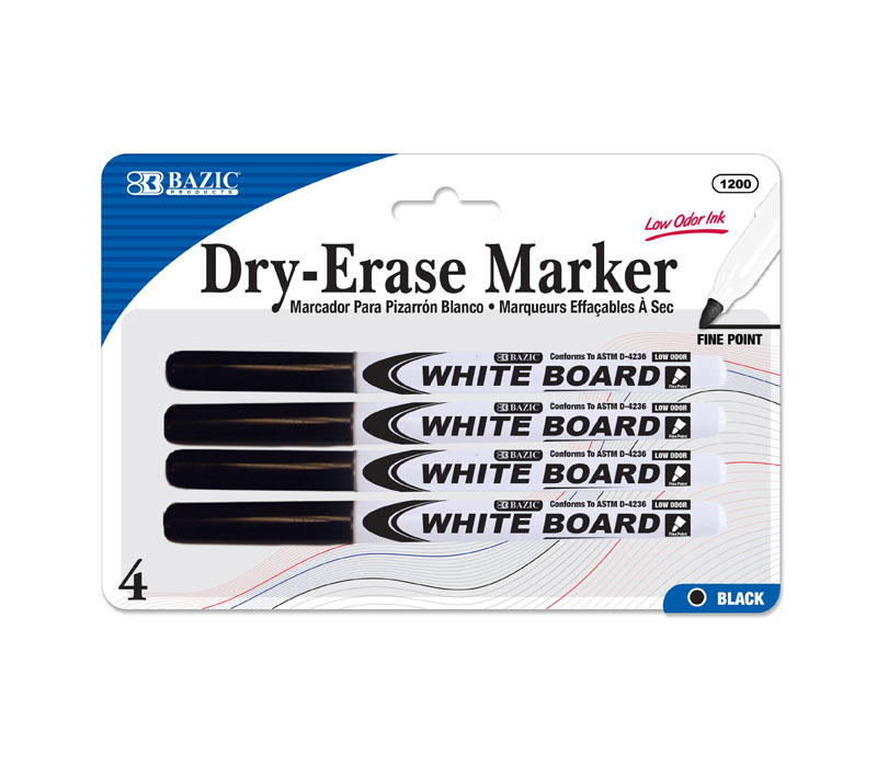 Bazic Dry Erase Marker - Fine Point - 4 Piece