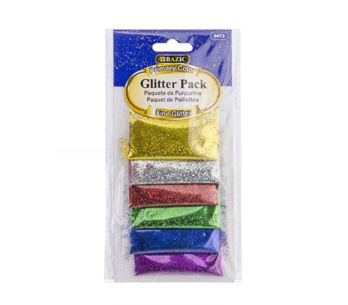 Bazic Glitter Pack - Primary Color - 6 Piece