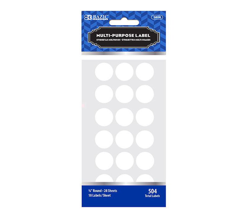 Bazic Round Labels - 504 Piece