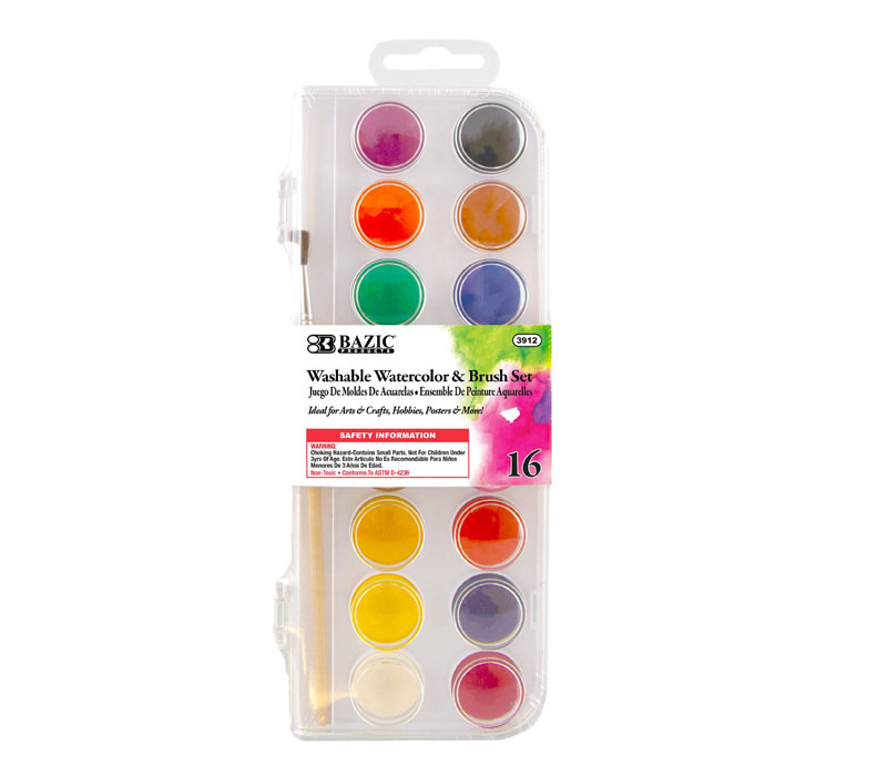 Bazic Watercolor Set - 16 Color