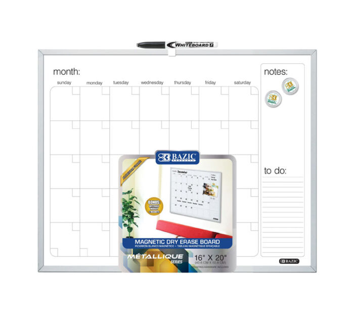 Bazic Dry Erase Calendar Framed - 16-inch x 20-inch
