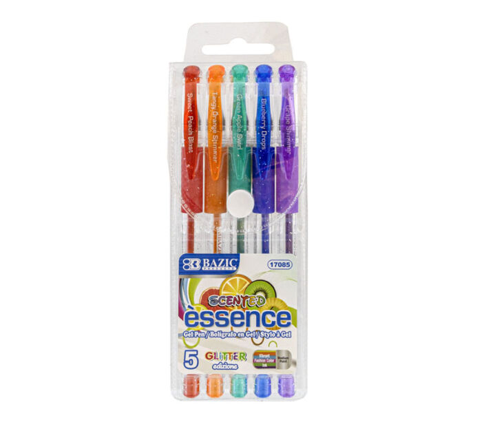 Bazic Gel Pen Set - Scented Glitter - 5 Piece