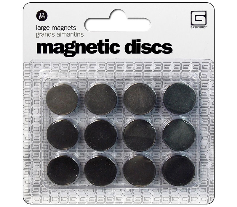 Basic Grey - Magnetic Discs Snaps Large 12 Piece
